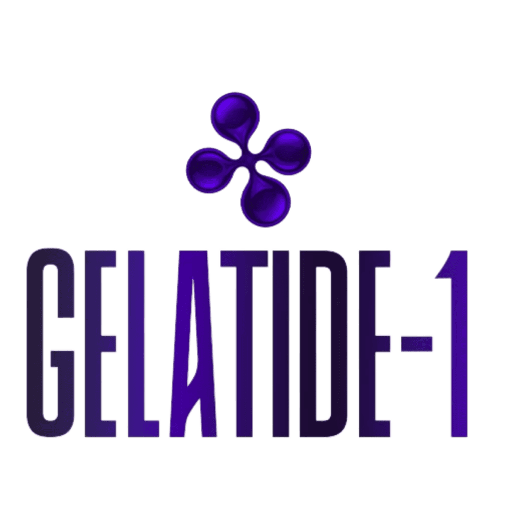Official Gelatide-1 supplement logo positioned at the top of the sales page, featuring modern typography that represents health and wellness
